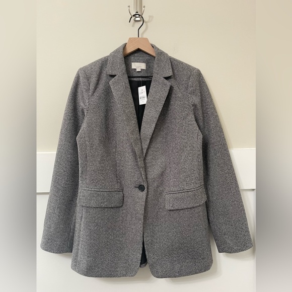 Loft Gray Black White Tweed Style Career Blazer Size 10 - Picture 3 of 8